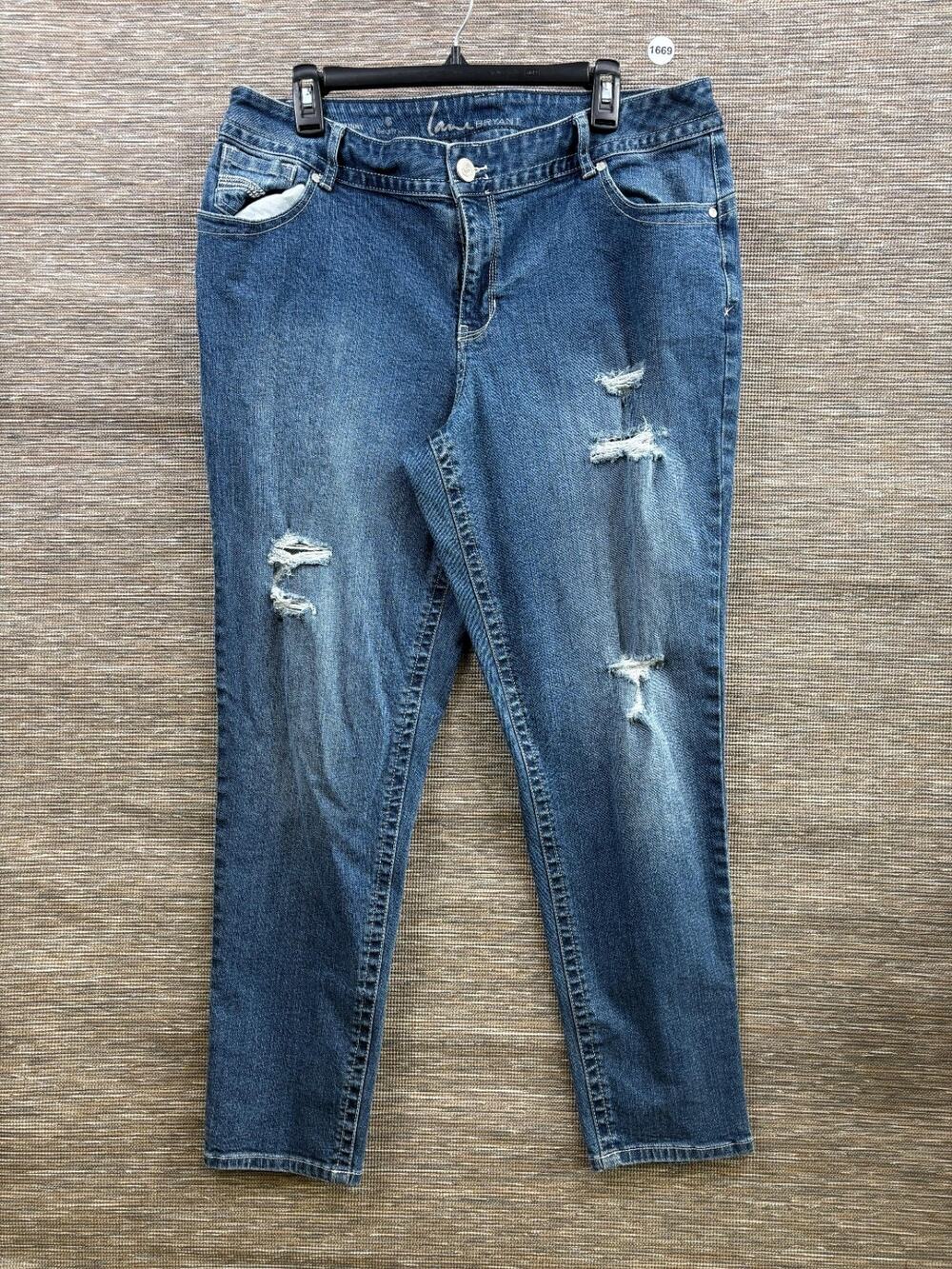 Lane Bryant Skinny Jeans Women’s Size 18 Average Medium Wash Stretch Distressed